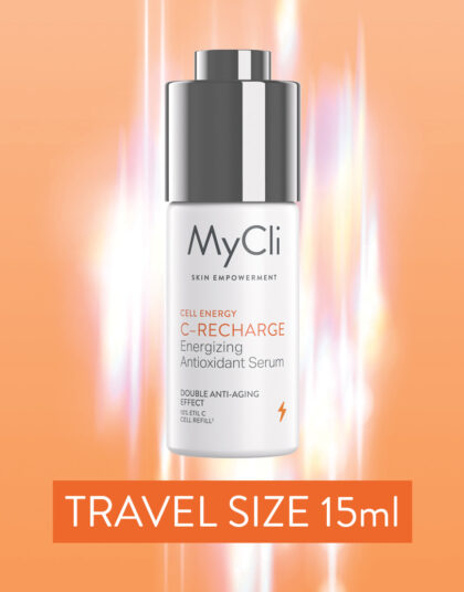 Rappresentazione 3D del siero energizzante antiossidante C-Recharge Siero, in formato travel 15ml