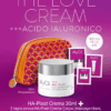 Contenuto della HA-Plast Love Cream: Crema 30ml + campione Contorno Occhi + campione Maschera + campione Crema Corpo, per un protocollo filler rimpolpante che stimola l'acido ialuronico dermico, a soli 47€